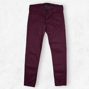 Flying Monkey Jeans Women's Size 25 Low Rise Skinny Burgundy Denim‎ Raw Hem